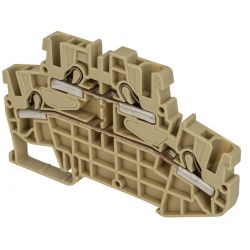 Borne de jonction deux étages à ressort 4mm² - pas 6mm - beige - type PushFit - IMO