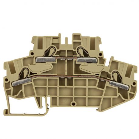Borne de jonction deux étages à ressort 4mm² - pas 6mm - beige - type PushFit - IMO