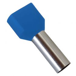 Embout de câblage double à sertir, 0.75mm², bleu - sachet de 100 pcs