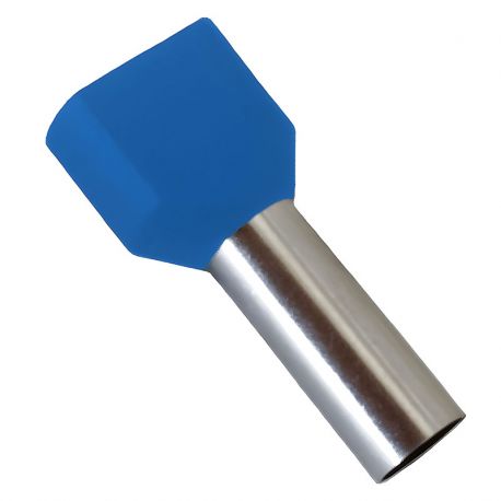 Embout de câblage double à sertir, 0.75mm², bleu - sachet de 100 pcs