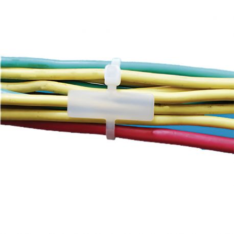 Collier de serrage avec plaque d'identification 2,5x100mm - Lot de 50 colliers rilsans naturels 