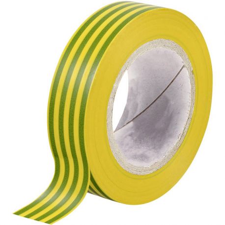Scotch électrique PVC Vert/Jaune 19mm x 10m - Ruban adhésif isolant électricien