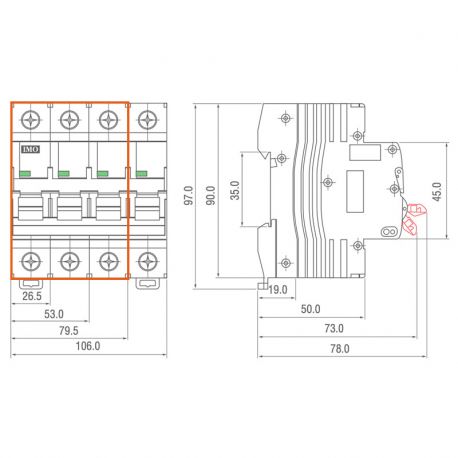 Disjoncteur tripolaire 3P - 100A - pouvoir de coupure 10kA - courbe D - À vis - IMO