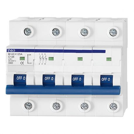 Disjoncteur tétrapolaire 4P - 125A - Pouvoir de coupure 10kA - courbe C - À vis - IMO