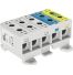 Bloc de jonction alu cuivre gris, bleu, vert/jaune 2,5 à 35mm² 1500V AC/DC - Rail DIN - MOREK