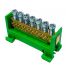Bornier de terre IP00 vert 7 bornes pour câble de 1,5 à 16mm² - rail DIN - MOREK