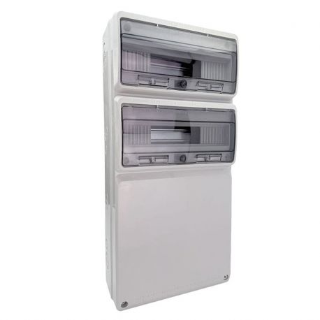 Coffret pour prise étanche 32M IP65 IK10, 2 rangées de 16 modules
