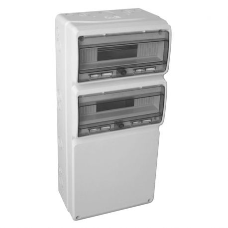 Coffret pour prise étanche 32M IP65 IK10, 2 rangées de 16 modules