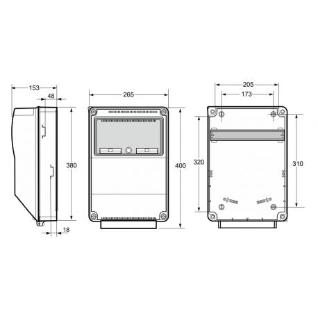 Coffret pour prise industrielle étanche IP65 IK10 - 1 rangée de 12 modules