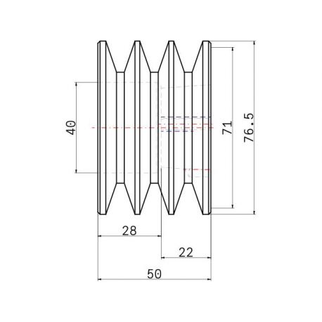 Poulie trapézoïdale SPA / A - 3 gorges - Ø71 mm - Moyeu amovible 1108 - Fonte