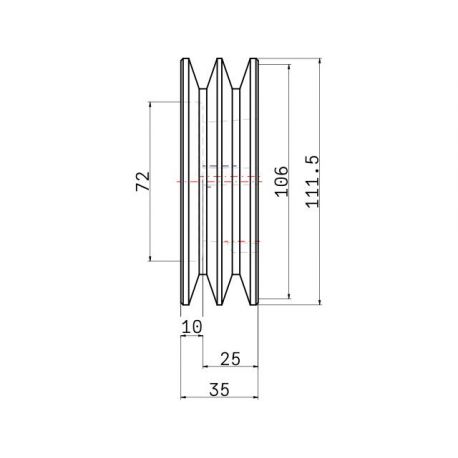 Poulie trapézoïdale SPA / A - 2 gorges - Ø106 mm - Moyeu amovible 1610 - Fonte