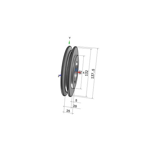 Poulie trapézoïdale SPA / A - 1 gorge - Ø132 mm - Moyeu amovible 1610 - Fonte