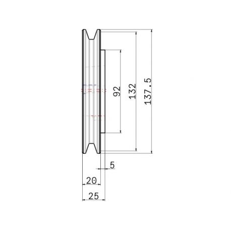 Poulie trapézoïdale SPA / A - 1 gorge - Ø132 mm - Moyeu amovible 1610 - Fonte