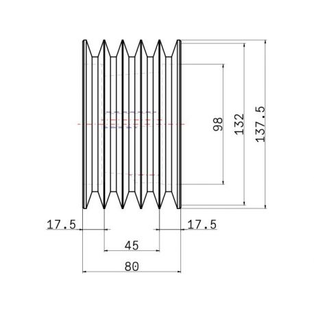 Poulie trapézoïdale SPA / A - 5 gorges - Ø132 mm - Moyeu amovible 2517 - Fonte