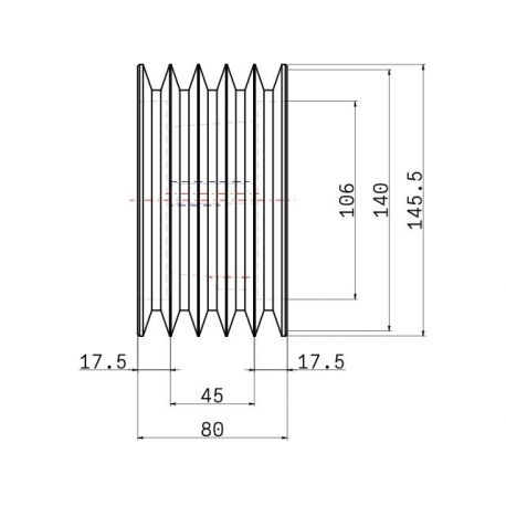 Poulie trapézoïdale SPA / A - 5 gorges - Ø140 mm - Moyeu amovible 2517 - Fonte