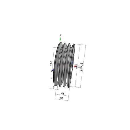 Poulie trapézoïdale SPA / A - 3 gorges - Ø150 mm - Moyeu amovible 2517 - Fonte