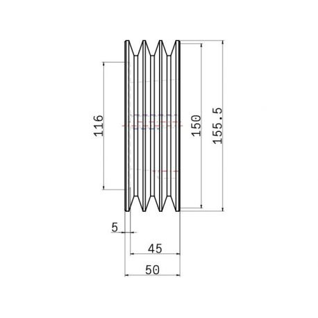 Poulie trapézoïdale SPA / A - 3 gorges - Ø150 mm - Moyeu amovible 2517 - Fonte