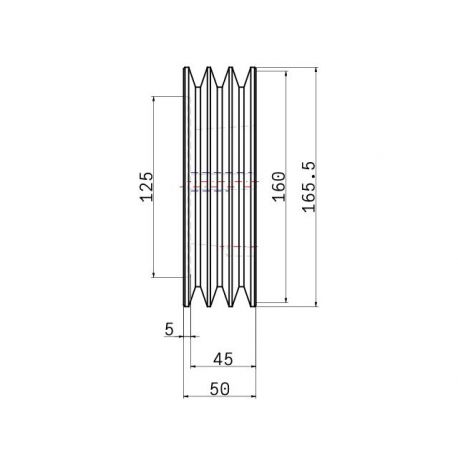 Poulie trapézoïdale SPA / A - 3 gorges - Ø160 mm - Moyeu amovible 2517 - Fonte