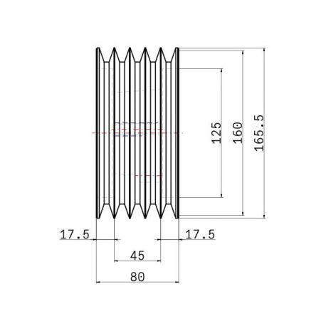 Poulie trapézoïdale SPA / A - 5 gorges - Ø160 mm - Moyeu amovible 2517 - Fonte