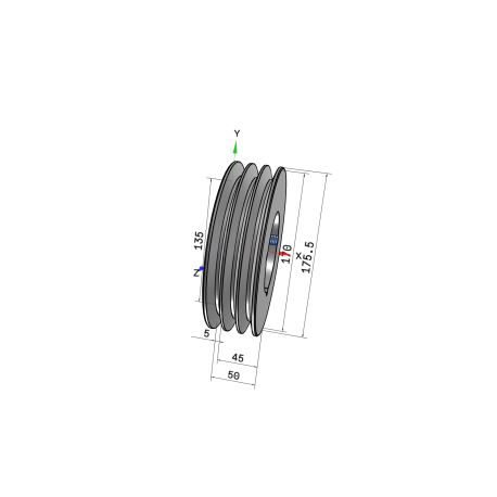Poulie trapézoïdale SPA / A - 3 gorges - Ø170 mm - Moyeu amovible 2517 - Fonte