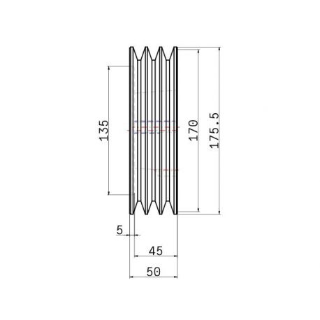 Poulie trapézoïdale SPA / A - 3 gorges - Ø170 mm - Moyeu amovible 2517 - Fonte
