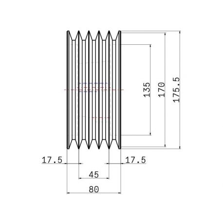 Poulie trapézoïdale SPA / A - 5 gorges - Ø170 mm - Moyeu amovible 2517 - Fonte