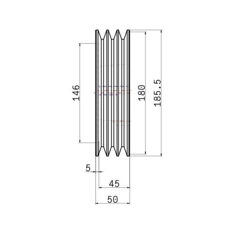 Poulie trapézoïdale SPA / A - 3 gorges - Ø180 mm - Moyeu amovible 2517 - Fonte