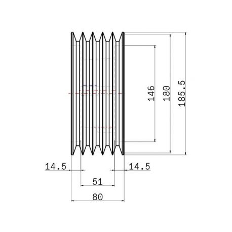 Poulie trapézoïdale SPA / A - 5 gorges - Ø180 mm - Moyeu amovible 3020 - Fonte