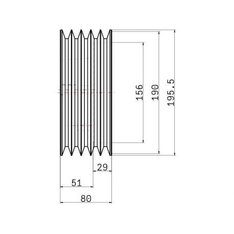 Poulie trapézoïdale SPA / A - 5 gorges - Ø190 mm - Moyeu amovible 3020 - Fonte
