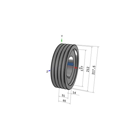 Poulie trapézoïdale SPA / A - 4 gorges - Ø212 mm - Moyeu amovible 3020 - Fonte