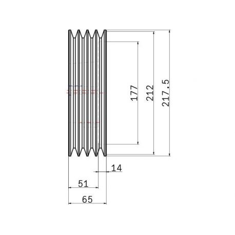 Poulie trapézoïdale SPA / A - 4 gorges - Ø212 mm - Moyeu amovible 3020 - Fonte