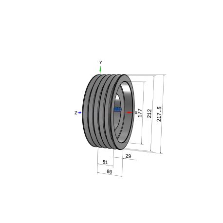 Poulie trapézoïdale SPA / A - 5 gorges - Ø212 mm - Moyeu amovible 3020 - Fonte