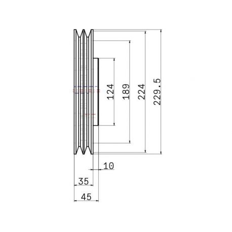 Poulie trapézoïdale SPA / A - 2 gorges - Ø224 mm - Moyeu amovible 2517 - Fonte