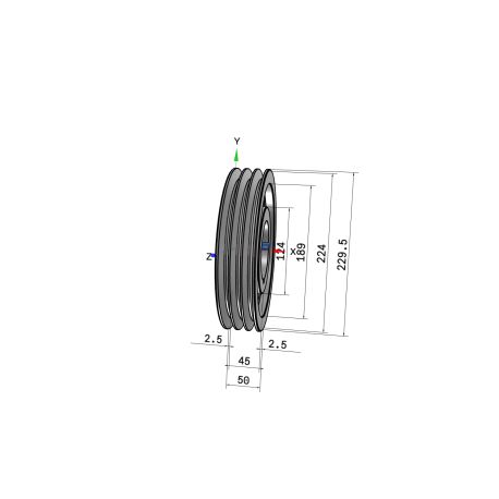 Poulie trapézoïdale SPA / A - 3 gorges - Ø224 mm - Moyeu amovible 2517 - Fonte