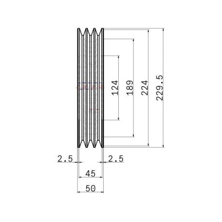 Poulie trapézoïdale SPA / A - 3 gorges - Ø224 mm - Moyeu amovible 2517 - Fonte