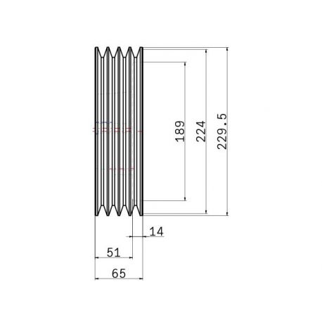 Poulie trapézoïdale SPA / A - 4 gorges - Ø224 mm - Moyeu amovible 3020 - Fonte