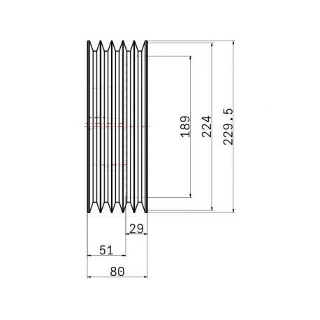 Poulie trapézoïdale SPA / A - 5 gorges - Ø224 mm - Moyeu amovible 3020 - Fonte