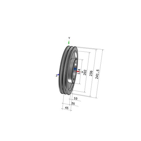 Poulie trapézoïdale SPA / A - 2 gorges - Ø236 mm - Moyeu amovible 2517 - Fonte