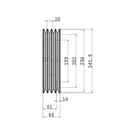 Poulie trapézoïdale SPA / A - 4 gorges - Ø236 mm - Moyeu amovible 3020 - Fonte