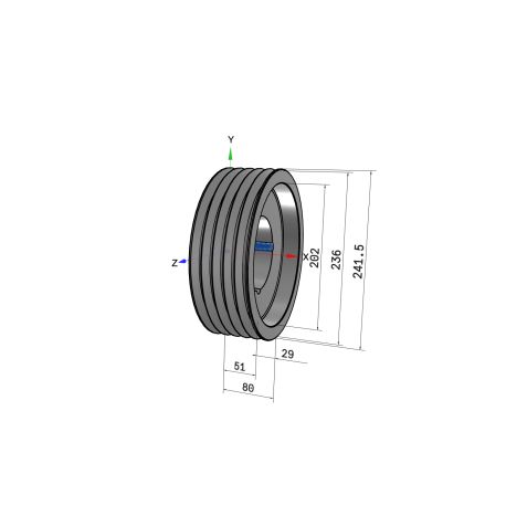 Poulie trapézoïdale SPA / A - 5 gorges - Ø236 mm - Moyeu amovible 3020 - Fonte