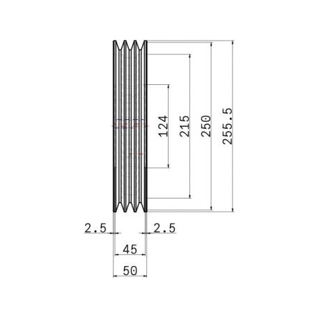 Poulie trapézoïdale SPA / A - 3 gorges - Ø250 mm - Moyeu amovible 2517 - Fonte