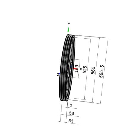 Poulie trapézoïdale SPA / A - 3 gorges - Ø560 mm - Moyeu amovible 3020 - Fonte