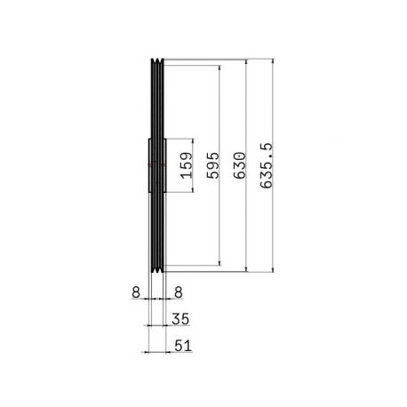 Poulie trapézoïdale SPA / A - 2 gorges - Ø630 mm - Moyeu amovible 2517 - Fonte