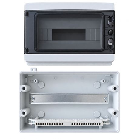 Coffret étanche 12 modules 218x302x115mm - montage en saillie - pour l'extérieur IP65
