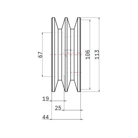 Poulie trapézoïdale SPB / B - 2 gorges - Ø106 mm - Moyeu amovible 1610 - Fonte