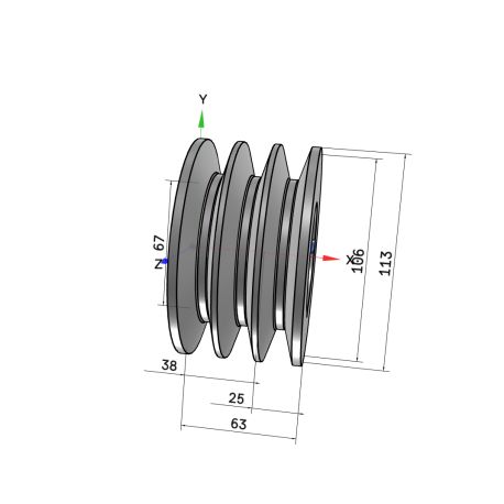 Poulie trapézoïdale SPB / B - 3 gorges - Ø106 mm - Moyeu amovible 1610 - Fonte