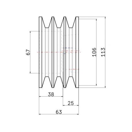 Poulie trapézoïdale SPB / B - 3 gorges - Ø106 mm - Moyeu amovible 1610 - Fonte
