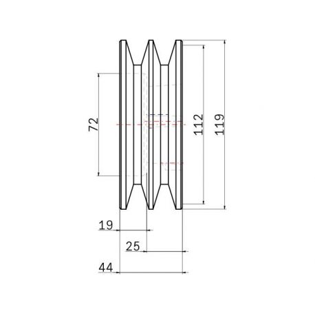 Poulie trapézoïdale SPB / B - 2 gorges - Ø112 mm - Moyeu amovible 1610 - Fonte