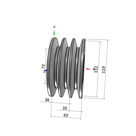 Poulie trapézoïdale SPB / B - 3 gorges - Ø112 mm - Moyeu amovible 1610 - Fonte