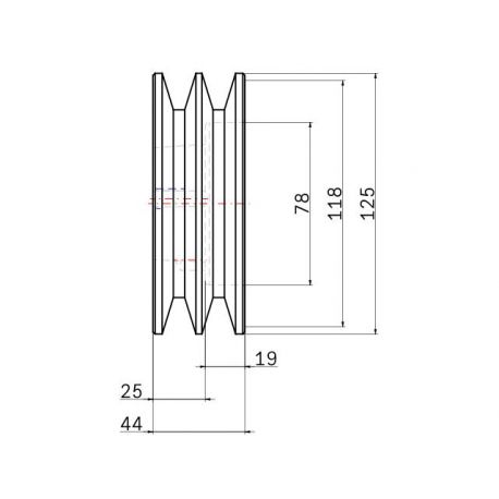Poulie trapézoïdale SPB / B - 2 gorges - Ø118 mm - Moyeu amovible 1610 - Fonte